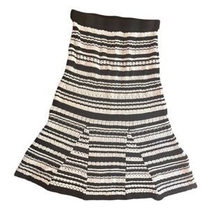 Black and White Striped Knit Maxi Skirt